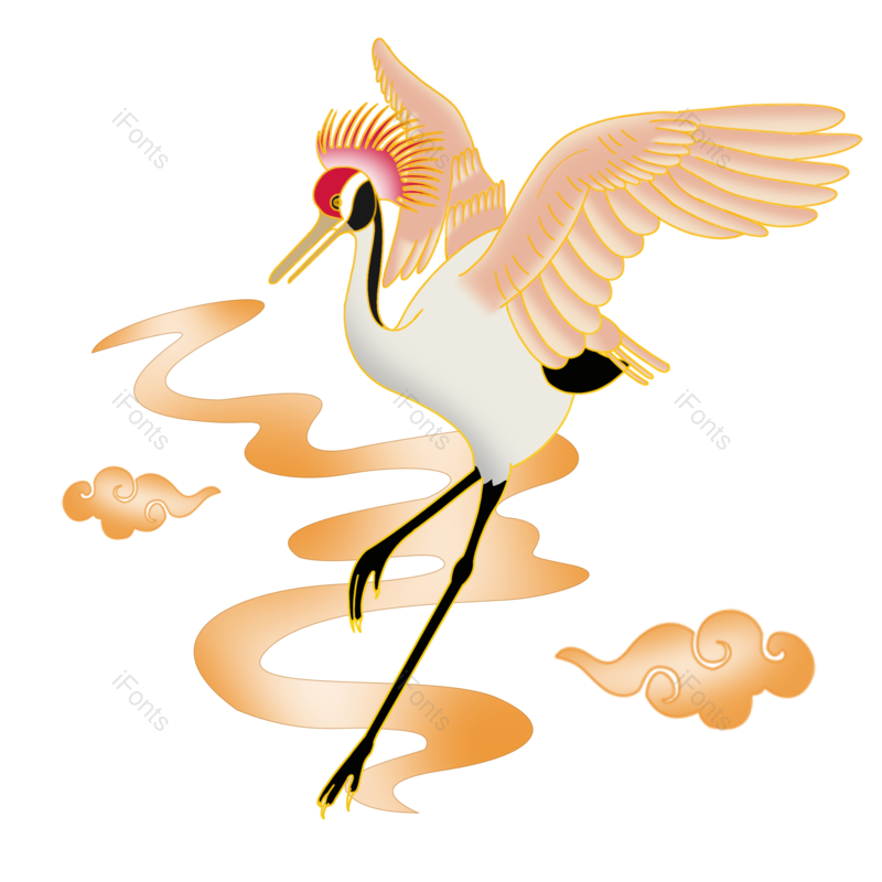 祥云图片,中国风元素,丝带PNG,仙鹤免抠素材